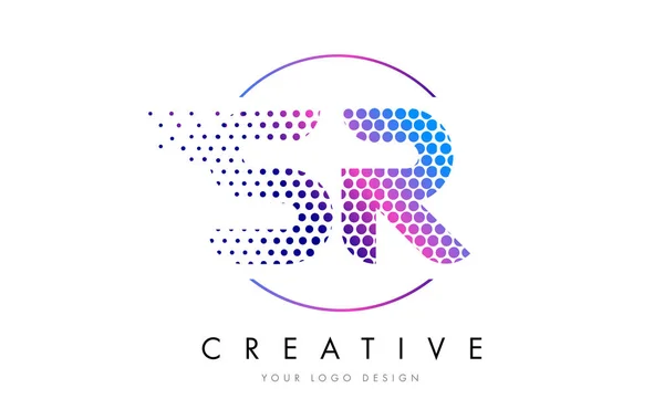 SR S R růžová purpurová tečkované bublina dopis Logo Design vektor — Stockový vektor