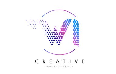 Wi W noktalı kırmızı pembe kabarcık mektup Logo tasarlamak vektör