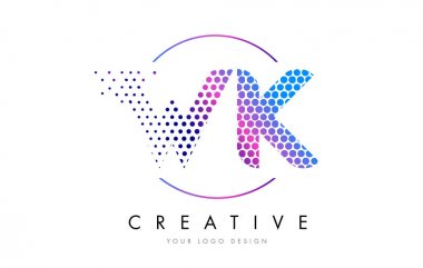 Kabarcık mektup Logo tasarlamak vektör WK W K pembe pembe noktalı