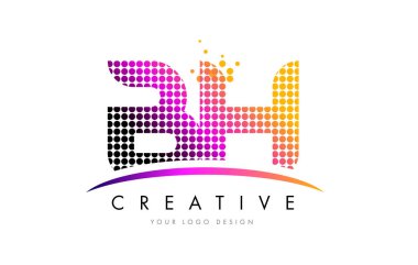 BH B H harfi Logo tasarımı ile kırmızı nokta ve Swoosh