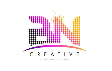 Bn B N harfi Logo tasarımı ile kırmızı nokta ve Swoosh