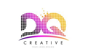 DQ D Q harfi Logo tasarımı ile kırmızı nokta ve Swoosh