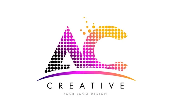 AC A C Carta Logo Design com pontos Magenta e Swoosh —  Vetores de Stock