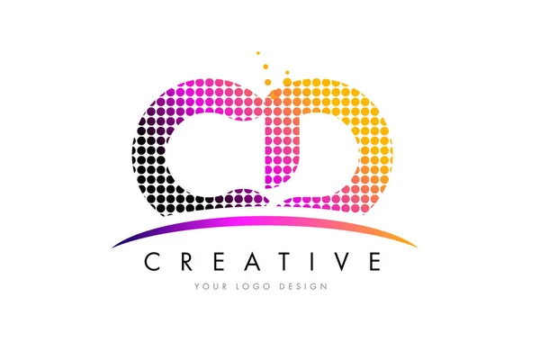 Σχεδιασμός λογότυπου του CD C D επιστολή με ματζέντα τελείες και Swoosh — Διανυσματικό Αρχείο