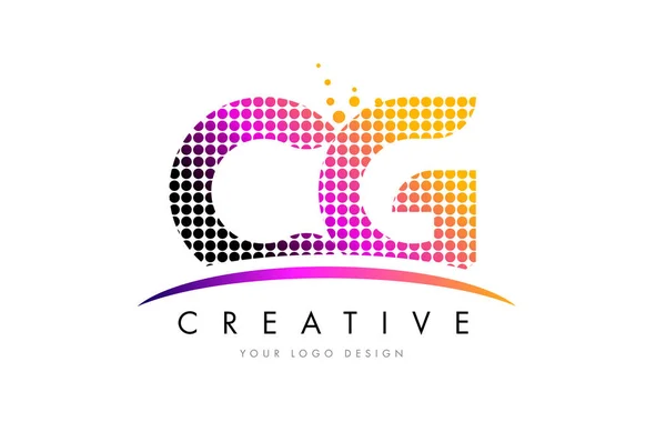 CG C G Carta Logo Design com pontos Magenta e Swoosh —  Vetores de Stock