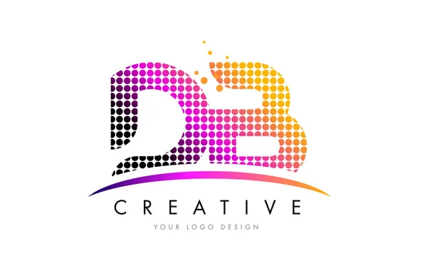 DB D B Carta Logo Design com pontos Magenta e Swoosh —  Vetores de Stock