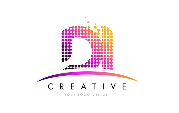 DI D I Letter Logo Design with Magenta Dots and Swoosh — Stock Vector