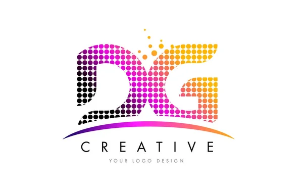 DG D G Lettre Logo avec points magenta et swoosh — Image vectorielle