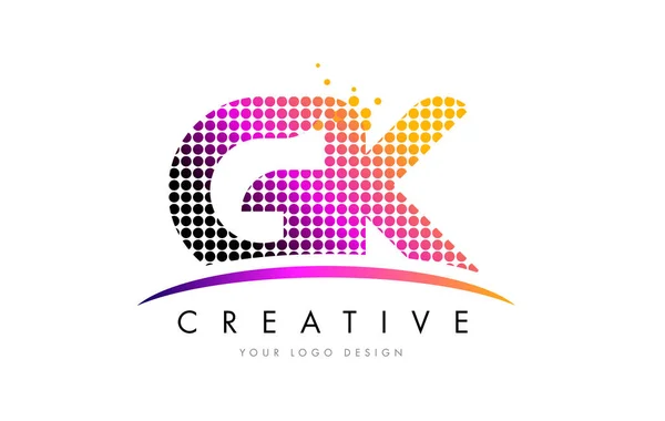 Σχεδιασμός λογότυπου GK γράμμα K G με ματζέντα τελείες και Swoosh — Διανυσματικό Αρχείο