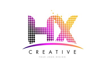 HX H X harfi Logo tasarımı ile kırmızı nokta ve Swoosh