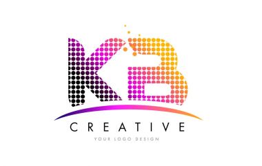 KB K B Letter Logo Design with Magenta Dots and Swoosh clipart