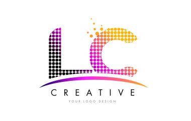 LC L C harfi Logo tasarımı ile kırmızı nokta ve Swoosh