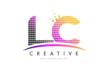 LC L C Letter Logo Design with Magenta Dots and Swoosh clipart
