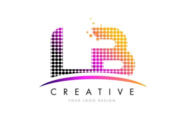 Lb L B harfi Logo tasarımı ile kırmızı nokta ve Swoosh