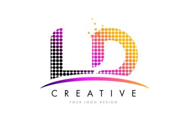 Ld L D harfi Logo tasarımı ile kırmızı nokta ve Swoosh