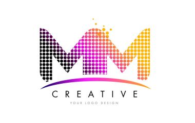MM M M Letter Logo Design with Magenta Dots and Swoosh clipart