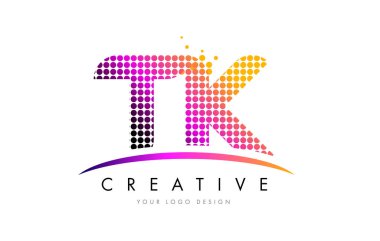 TK T K harfi Logo tasarımı ile kırmızı nokta ve Swoosh