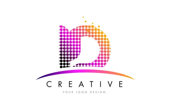 ID I D Letter Logo Design with Magenta Dots and Swoosh — Stock Vector