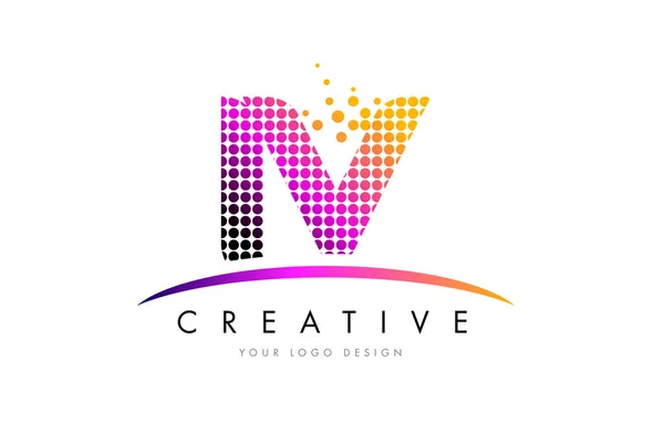 IV I V Lettre Logo Design avec points magenta et Swoosh — Image vectorielle