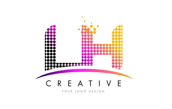 LH L H brev Logotypdesign med Magenta prickar och Swoosh — Stock vektor