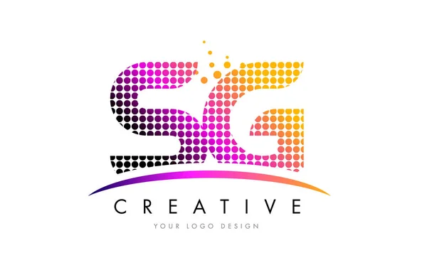 Дизайн логотипу SG S G лист з Magenta точок і галочка — стоковий вектор