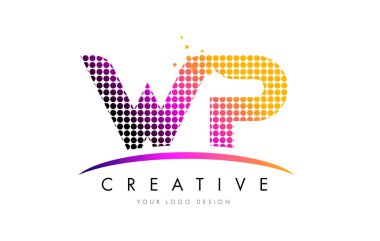 WP W P harfi Logo tasarımı ile kırmızı nokta ve Swoosh