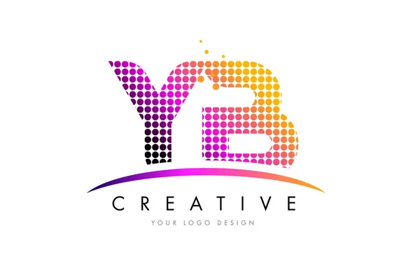 Дизайн логотипу yB Y B лист з Magenta точок і галочка — стоковий вектор