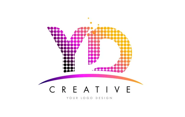 YD Y D brev Logotypdesign med Magenta prickar och Swoosh — Stock vektor