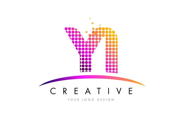 VL V L Letter Logo Design with Magenta Dots and Swoosh Stock