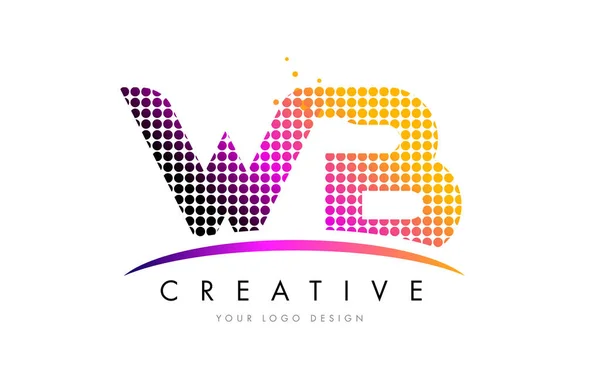 WB W B harfi Logo tasarımı ile kırmızı nokta ve Swoosh — Stok Vektör