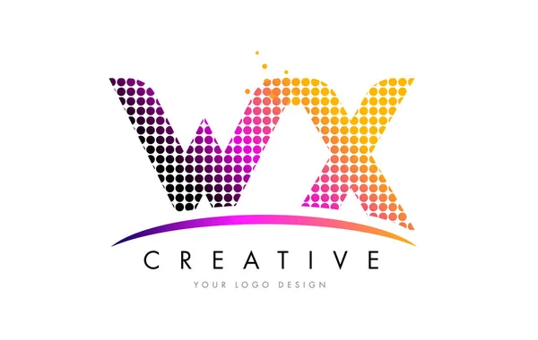 WX W X list Logo Design z karmazynowym kropki i pociągnięcie pędzla — Wektor stockowy