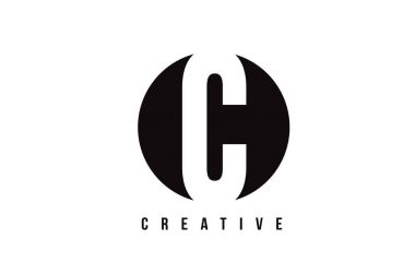 C Beyaz harf Logo tasarım daire arka plan ile.