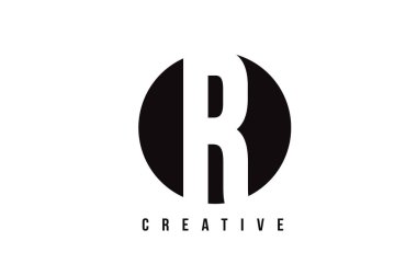 R Beyaz harf Logo tasarım daire arka plan ile.