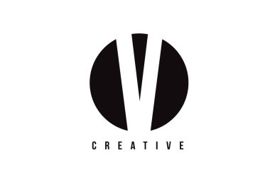 V Beyaz harf Logo tasarım daire arka plan ile.