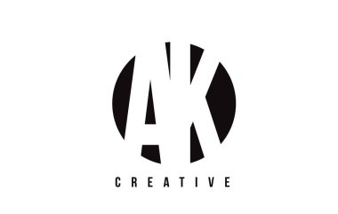 AK bir K Beyaz harf Logo tasarım daire arka plan ile.
