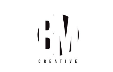 BM B M Beyaz harf Logo tasarım daire arka plan ile.