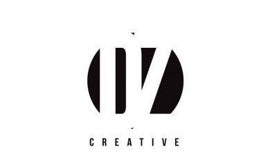 DZ D Z Beyaz harf Logo tasarım daire arka plan ile.