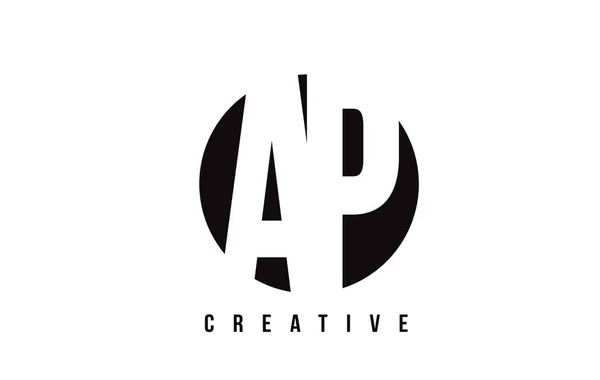 AP A P Diseño de logotipo de letra blanca con fondo de círculo . — Vector de stock