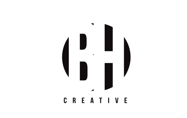 BH B H Beyaz harf Logo tasarım daire arka plan ile. — Stok Vektör