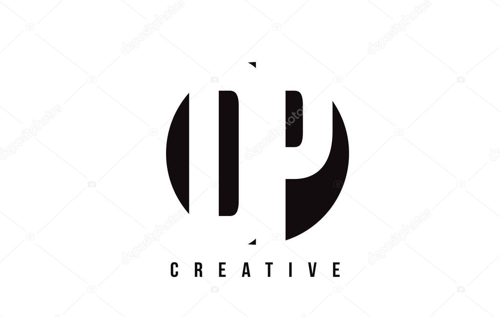 DP D P White Letter Logo Design with Circle Background.