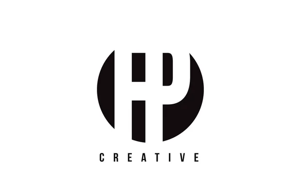 FP F P White Letter Logo Design avec fond rond . — Image vectorielle