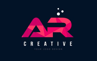 Ar A R harfi Logo mor düşük Poli pembe üçgen konsepti ile 