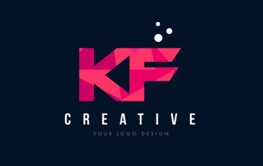KF K F harf Logo mor düşük Poli pembe üçgen konsepti ile 