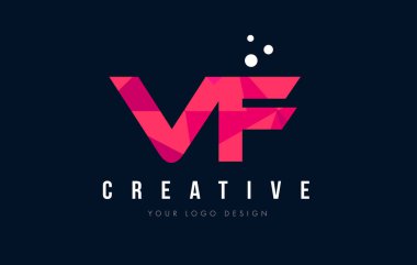 VF V F harf Logo mor düşük Poli pembe üçgen konsepti ile 
