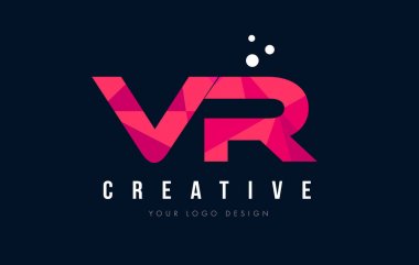 VR V R Purple Letter Logo Design with Low Poly Pink Triangles Concept clipart svg vector 