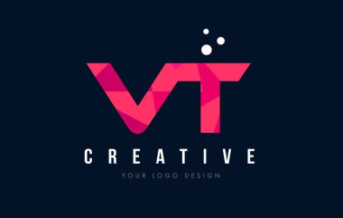 VT V T harfi Logo mor düşük Poli pembe üçgen konsepti ile 