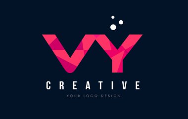 Vy V Y harfi Logo mor düşük Poli pembe üçgen konsepti ile 