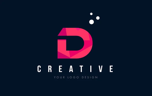 D Buchstabe Logo mit lila low-poly rosa Dreiecke Konzept — Stockvektor