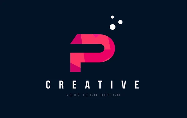 P brief Logo met paarse lage Poly roze driehoeken Concept — Stockvector