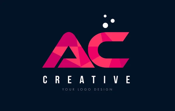 AC A C list Logo z koncepcją trójkątów różowy fioletowy Low Poly — Wektor stockowy